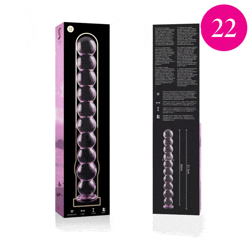 Dildo De Vidro Ibiza N22 Rosa 21.5x2.5cm