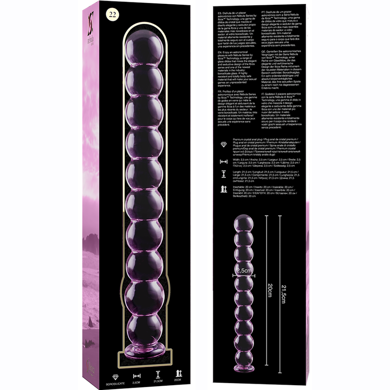 Dildo De Vidro Ibiza N22 Rosa 21.5x2.5cm