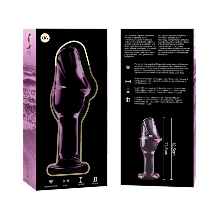 Dildo De Vidro Ibiza N6 Rosa 11.5x4cm