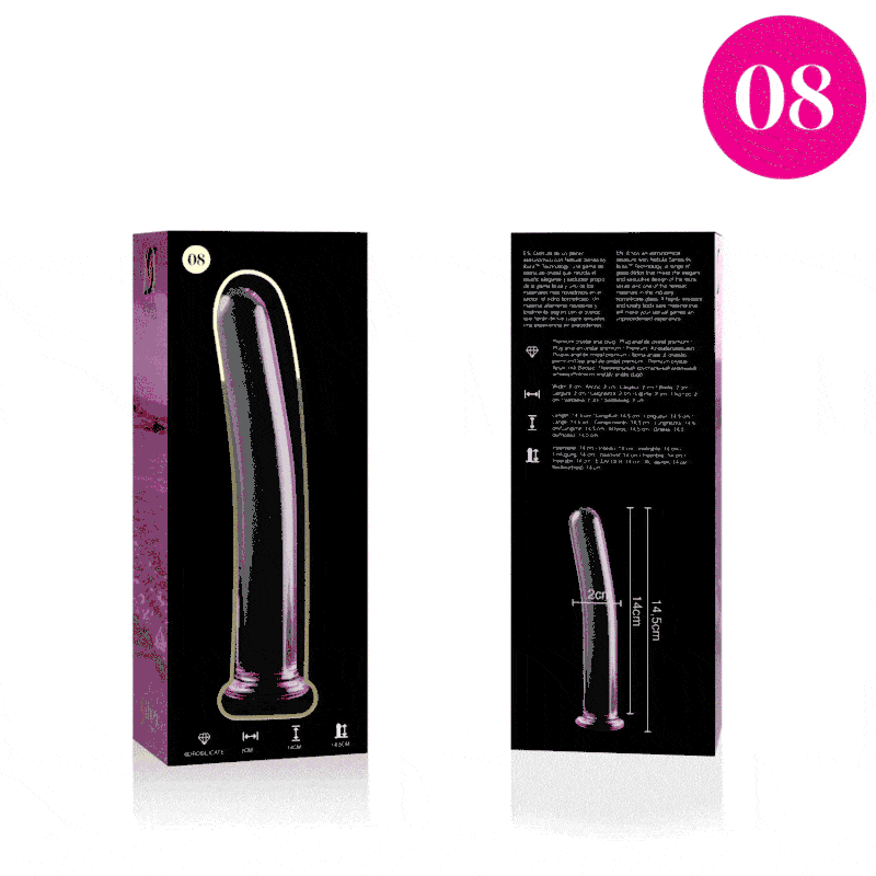Dildo De Vidro Ibiza N8 Rosa 14x2cm