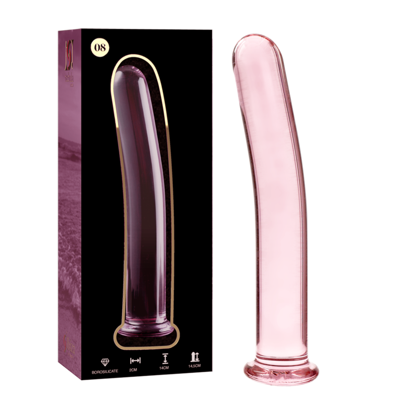 Dildo De Vidro Ibiza N8 Rosa 14x2cm