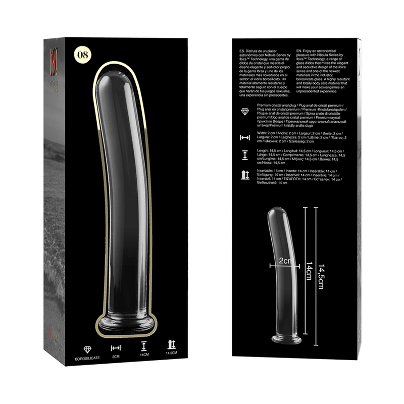 Dildo De Vidro Ibiza N8 Transparente 14x2cm