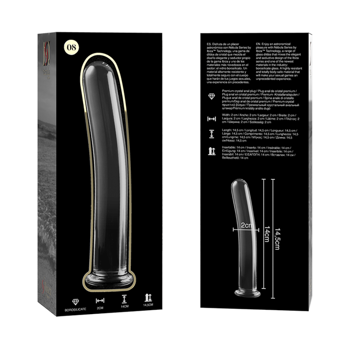 Dildo De Vidro Ibiza N8 Transparente 14x2cm