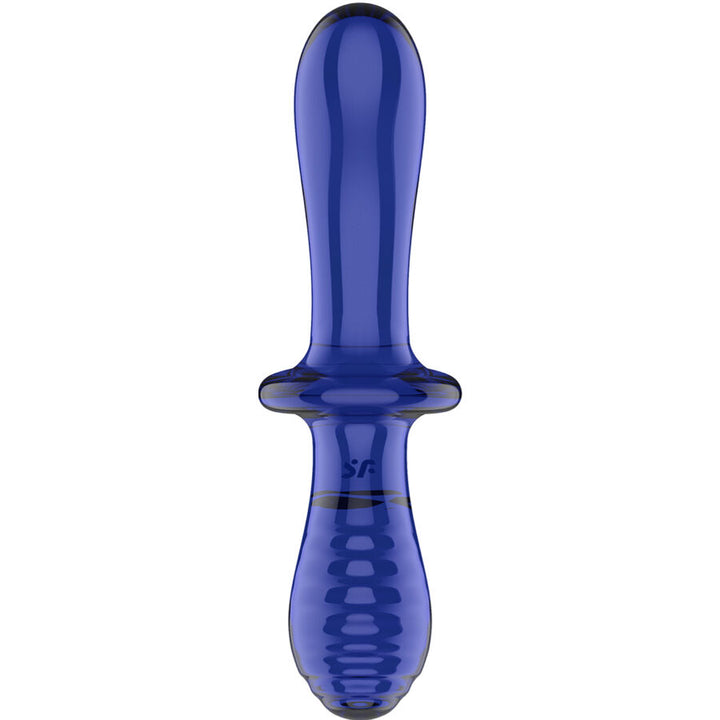 Dildo De Vidro Satisfyer Double Crystal Azul 19x3.5cm