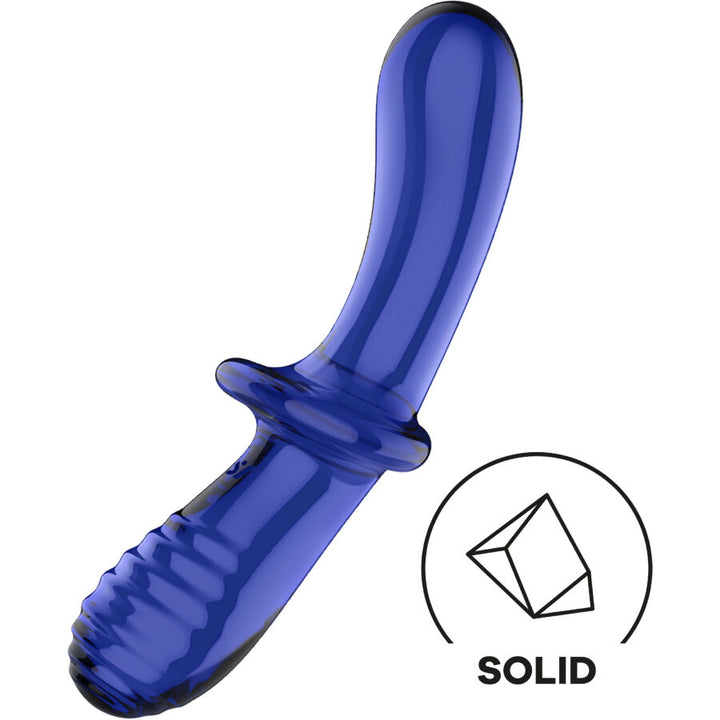 Dildo De Vidro Satisfyer Double Crystal Azul 19x3.5cm