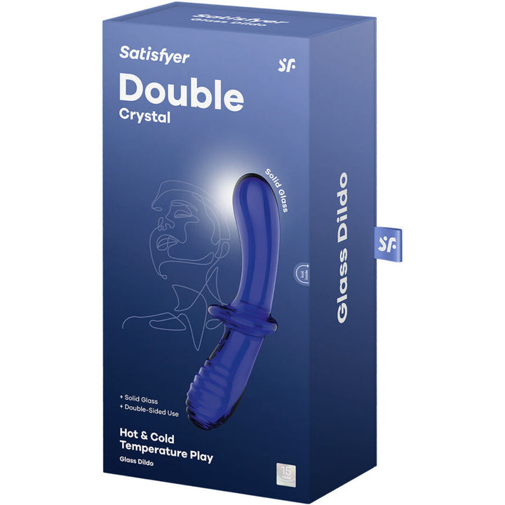 Dildo De Vidro Satisfyer Double Crystal Azul 19x3.5cm