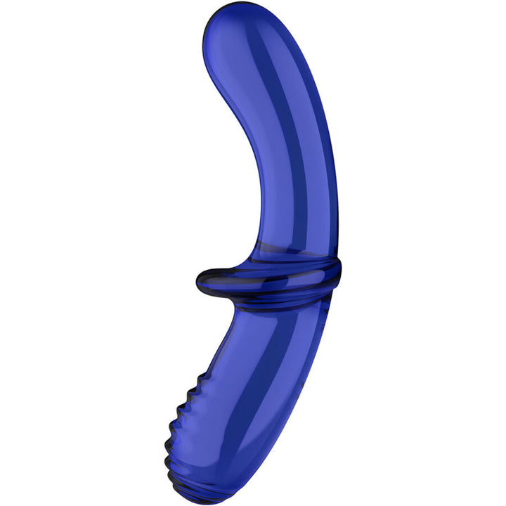 Dildo De Vidro Satisfyer Double Crystal Azul 19x3.5cm
