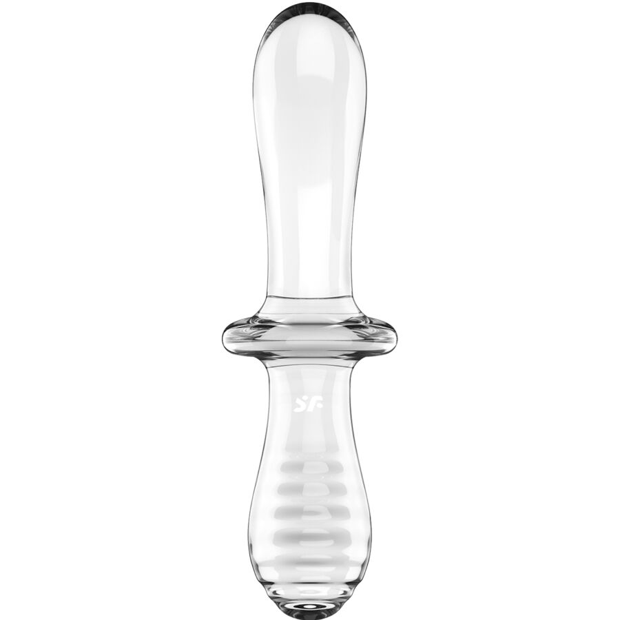Dildo De Vidro Satisfyer Double Crystal Transparente 19x3.5cm
