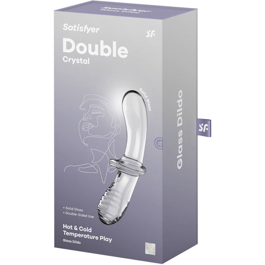 Dildo De Vidro Satisfyer Double Crystal Transparente 19x3.5cm
