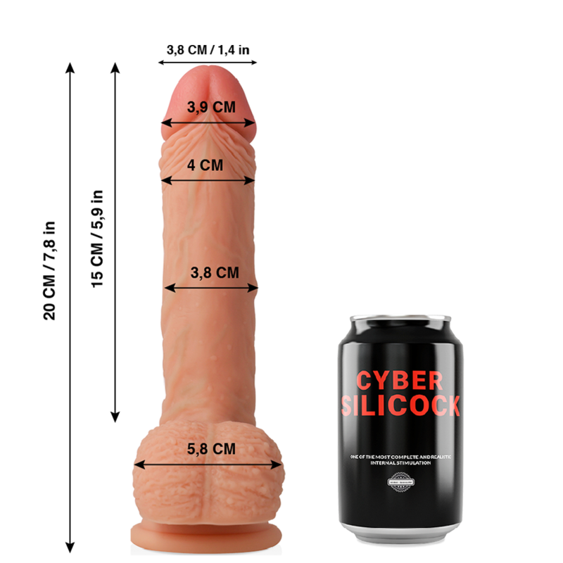 Dildo Silicone Dupla Densidade Cyber Silicock Freeman 15x4cm