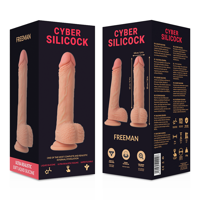 Dildo Silicone Dupla Densidade Cyber Silicock Freeman 15x4cm