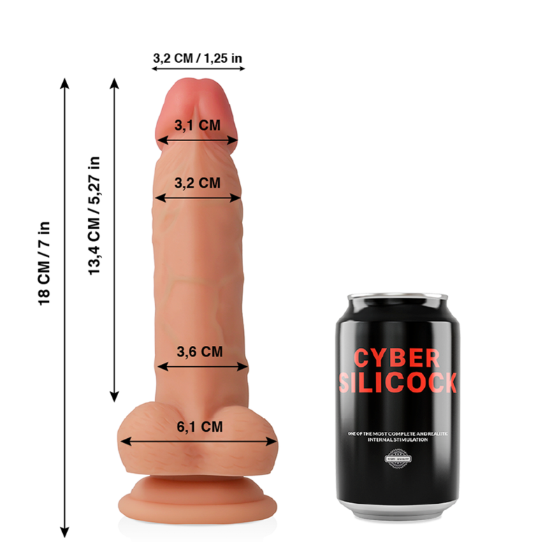 Dildo Silicone Dupla Densidade Cyber Silicock Jude 13.4x3cm