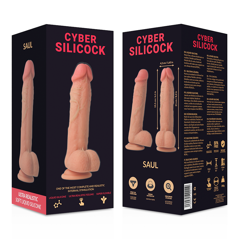 Dildo Silicone Dupla Densidade Cyber Silicock Saul 15.5x4cm