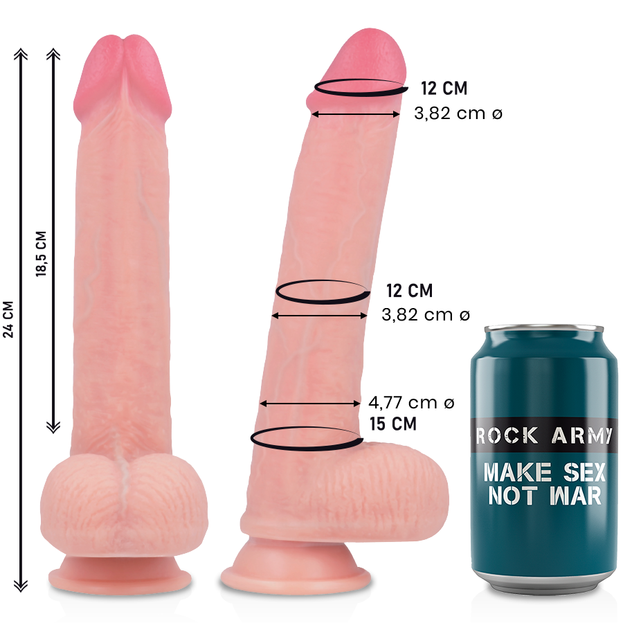 Dildo Silicone Dupla Densidade RockArmy KingCobra 18.5x4.7cm