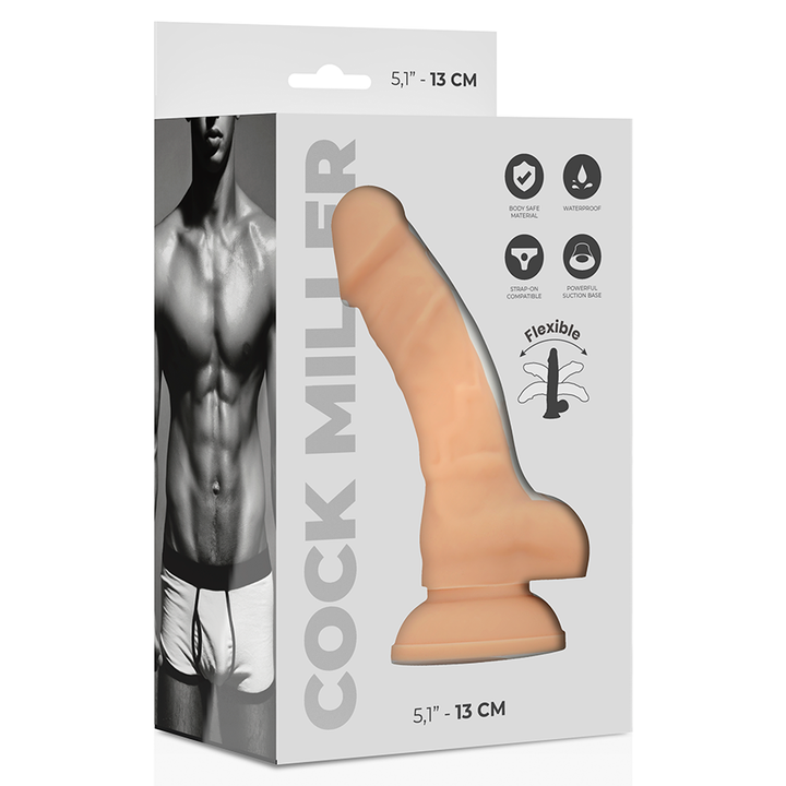 Dildo Silicone Memória Articulável Cock Miller Bege 11x3cm