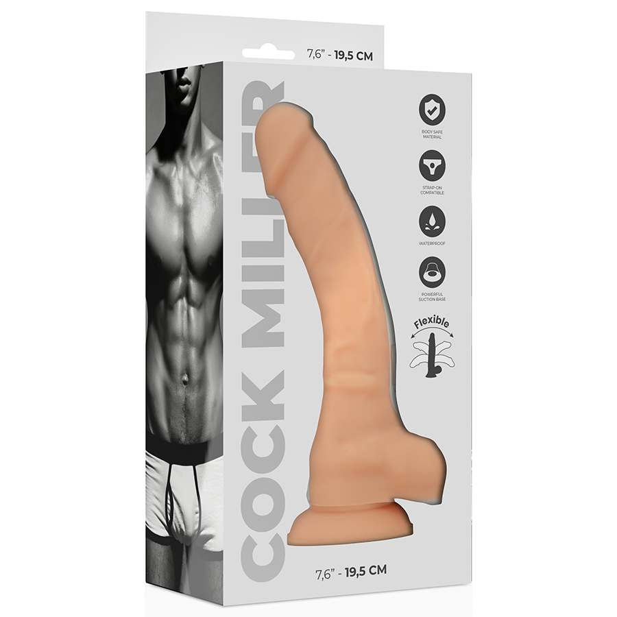 Dildo Silicone Memória Articulável Cock Miller Bege 16x3.7cm