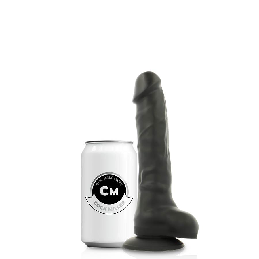 Dildo Silicone Memória Articulável Cock Miller Preto 15x3.3cm