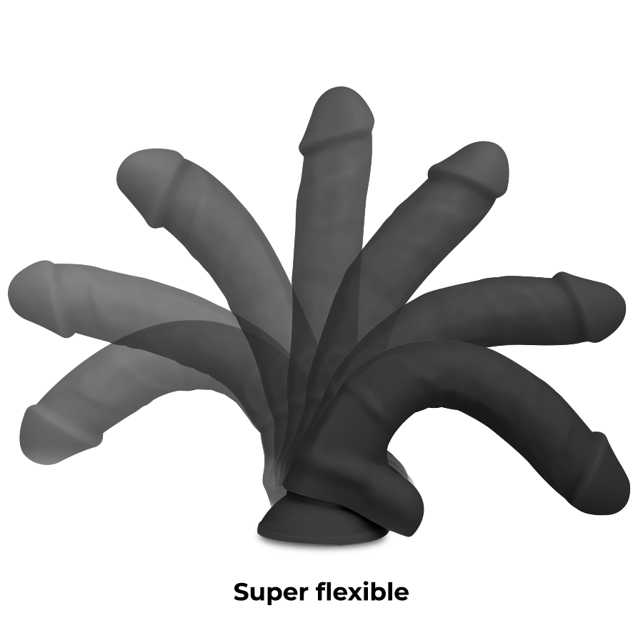 Dildo Silicone Memória Articulável Cock Miller Preto 16x3.7 cm