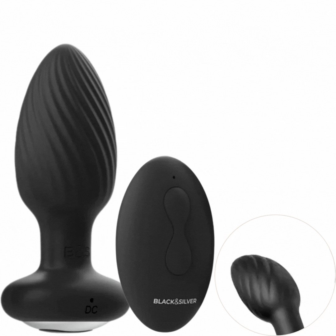 Estimulador Anal Usb Movimento Rotação e Vibração Black&Silver Wells Controlo Remoto