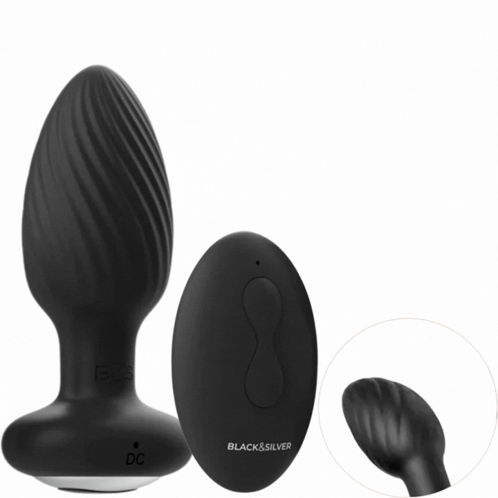 Estimulador Anal Usb Movimento Rotação e Vibração Black&Silver Wells Controlo Remoto