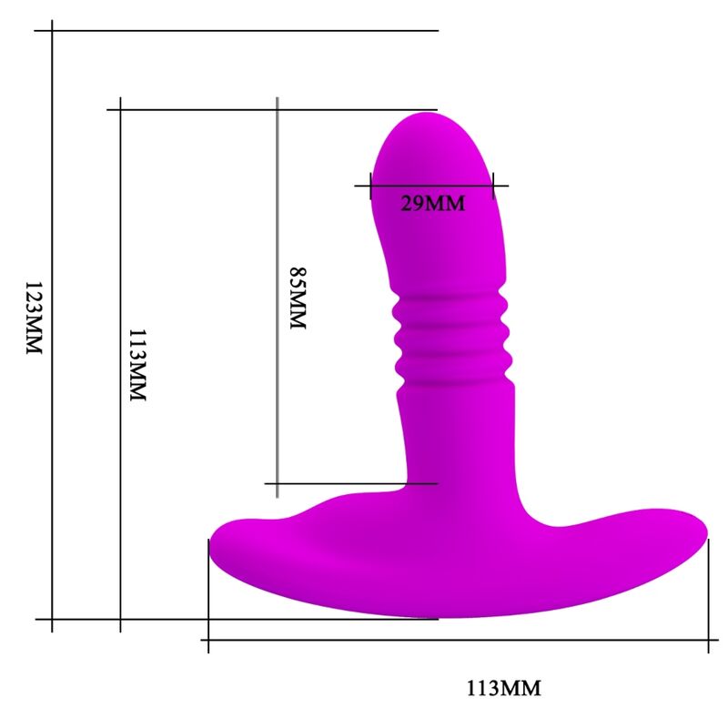 Estimulador Anal Usb Movimento Telescópico e Vibração PrettyLove Heather Controlo Remoto