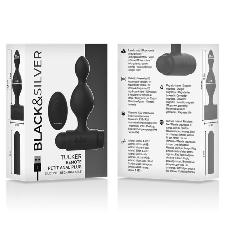 Estimulador Anal Usb Vibração Black&Silver Tucker Petit Controlo Remoto