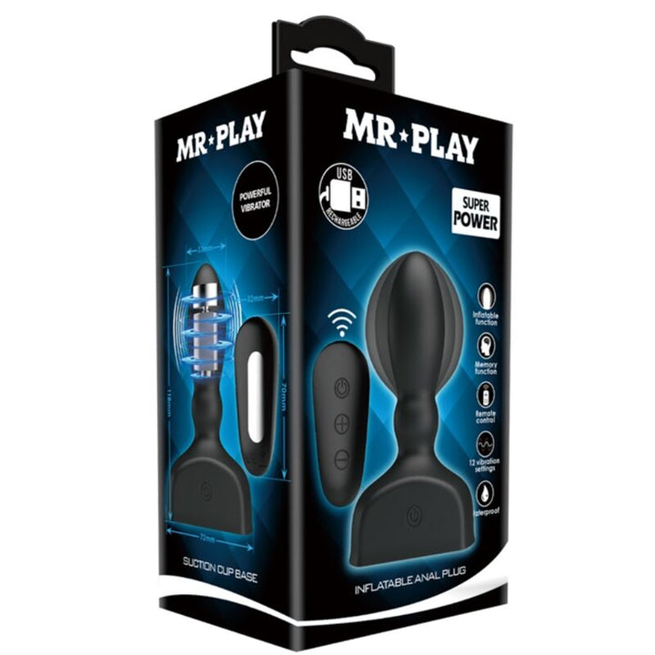 Estimulador Anal Usb Vibração Insuflável Mr. Play 4 Controlo Remoto