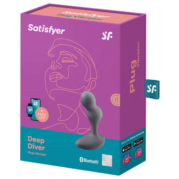 Estimulador Anal Usb Vibração Satisfyer Deep Diver Cinzento Controlo Remoto App