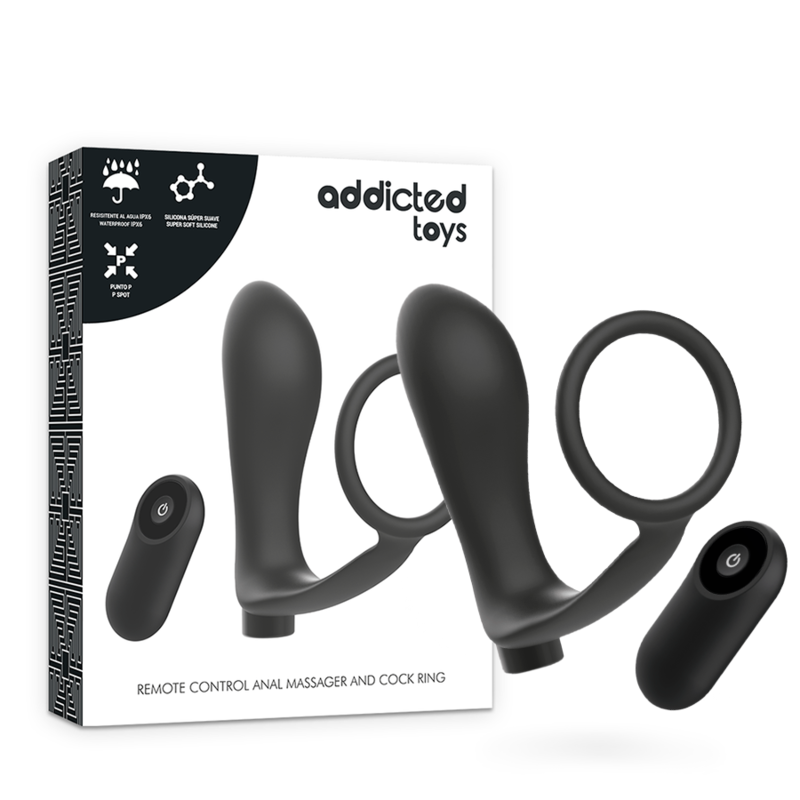 Estimulador Anal Usb Vibração e Anel Peniano Addicted Cirus Controlo Remoto