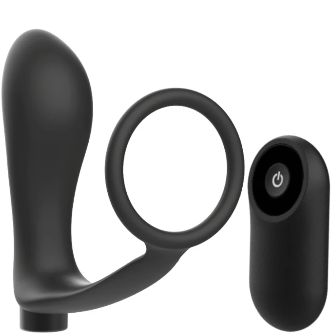 Estimulador Anal Usb Vibração e Anel Peniano Addicted Cirus Controlo Remoto