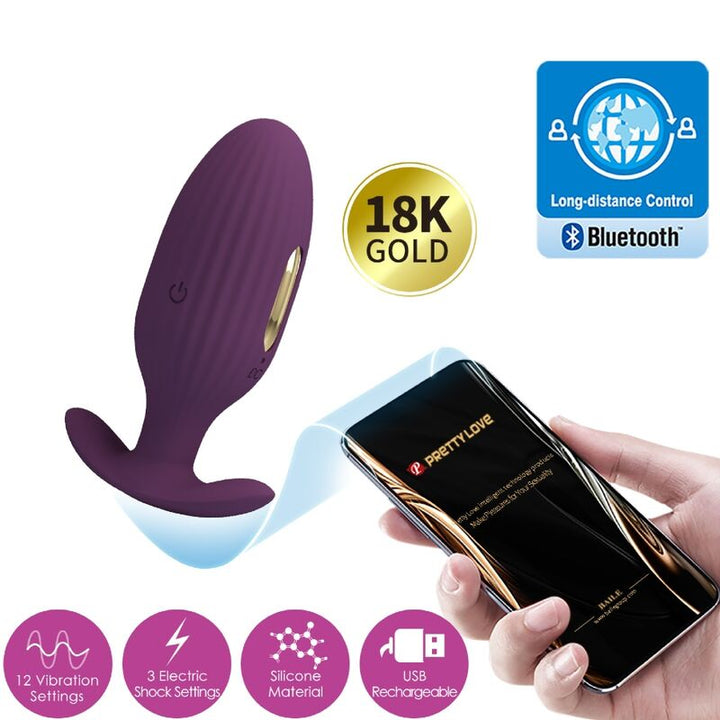 Estimulador Anal Usb Vibração e Eletroestimulação Usb PrettyLove Jefferson Controlo Remoto App