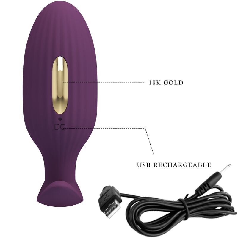 Estimulador Anal Usb Vibração e Eletroestimulação Usb PrettyLove Jefferson Controlo Remoto App