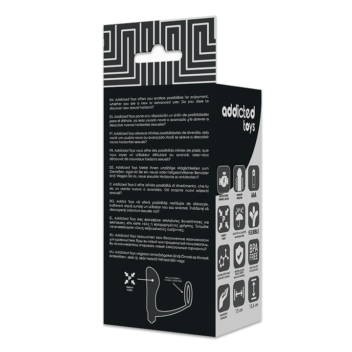 Estimulador Anal Vibração e Anel Peniano Pilhas Addicted Lucius