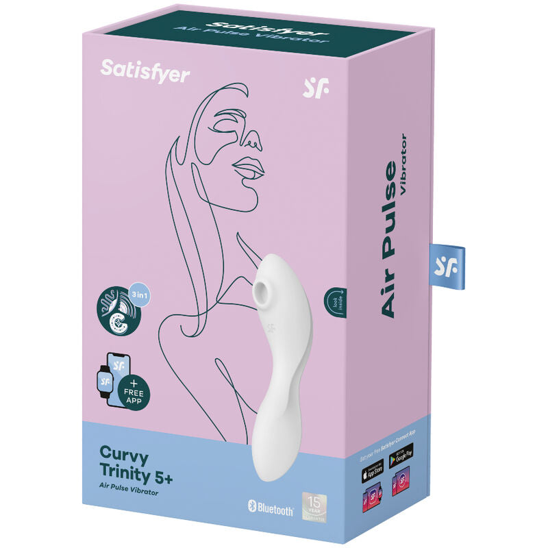Estimulador Clitoriano Usb Sucção e Vibração Satisfyer Curvy Trinity 5+ Branco Controlo Remoto App
