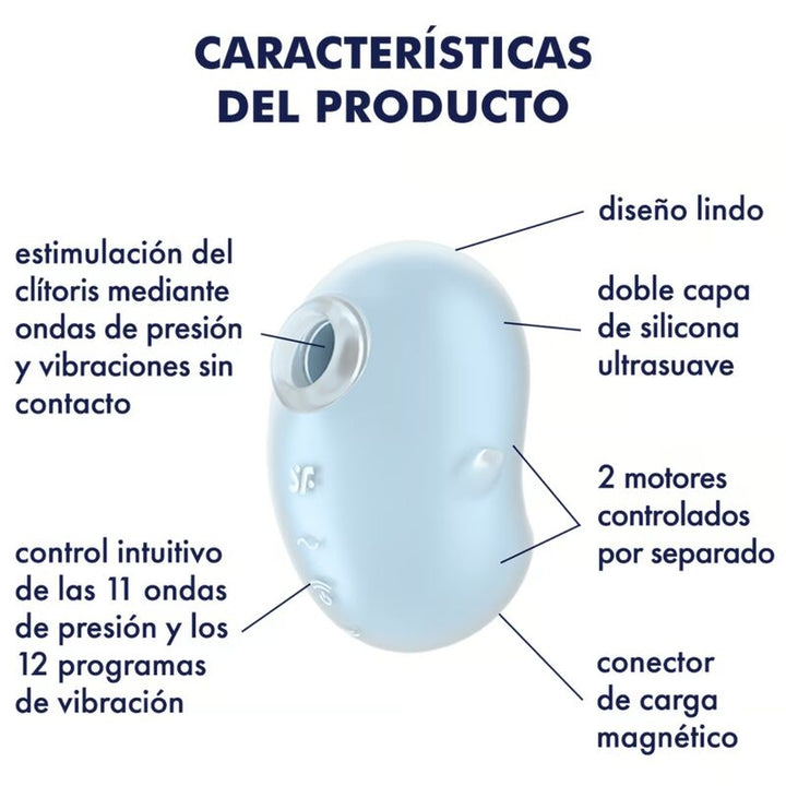 Estimulador Clitoriano Usb Sucção e Vibração Satisfyer Cutie Ghost Azul