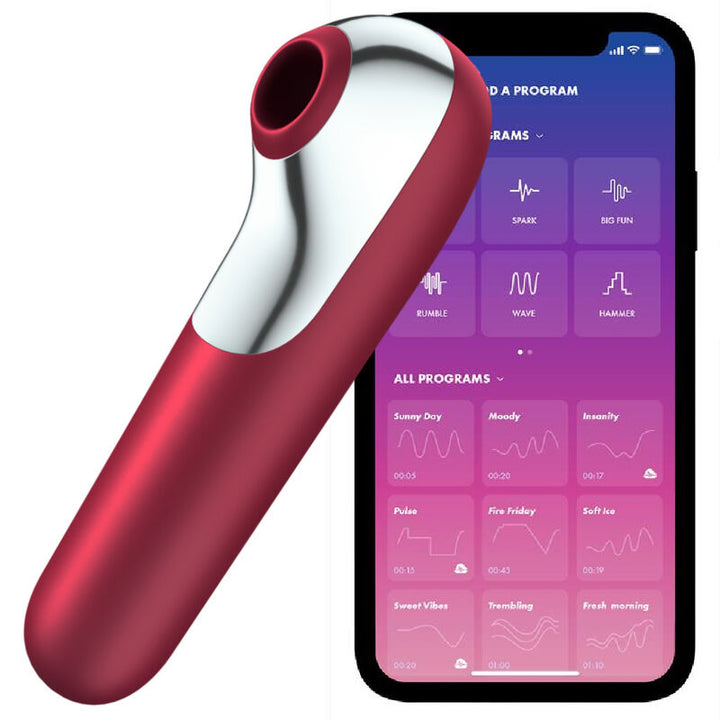 Estimulador Clitoriano Usb Sucção e Vibração Satisfyer Dual Love Vermelho Controlo Remoto App
