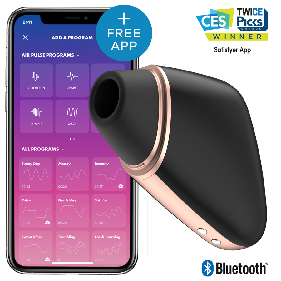Estimulador Clitoriano Usb Sucção e Vibração Satisfyer Love Triangle Preto Controlo Remoto App