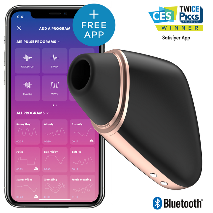 Estimulador Clitoriano Usb Sucção e Vibração Satisfyer Love Triangle Preto Controlo Remoto App