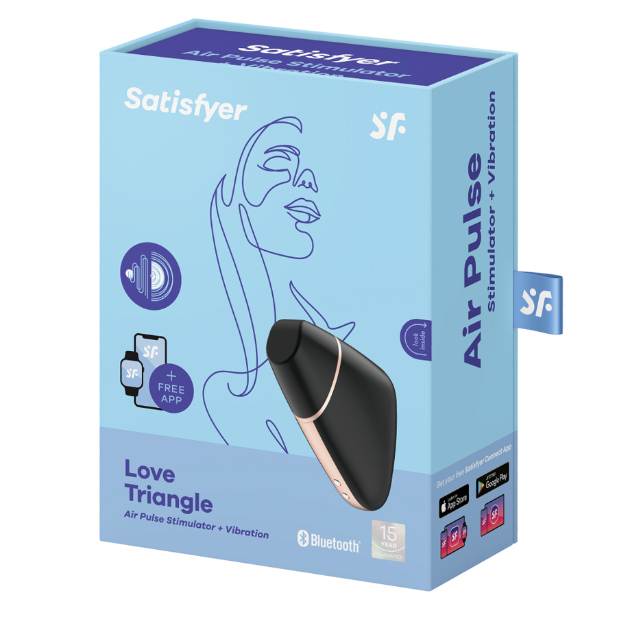 Estimulador Clitoriano Usb Sucção e Vibração Satisfyer Love Triangle Preto Controlo Remoto App