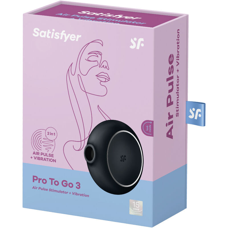 Estimulador Clitoriano Usb Sucção e Vibração Satisfyer Pro To Go 3 Preto