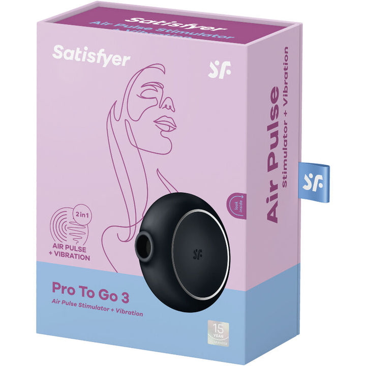 Estimulador Clitoriano Usb Sucção e Vibração Satisfyer Pro To Go 3 Preto