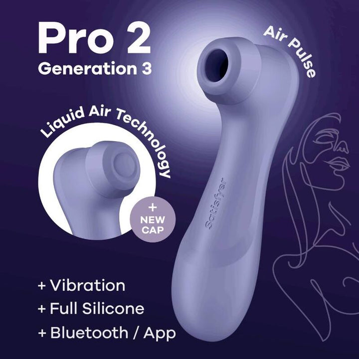 Estimulador Clitoriano Usb Sucção e Vibração Satisfyer Pro2 Gen3 Lilás Controlo Remoto App