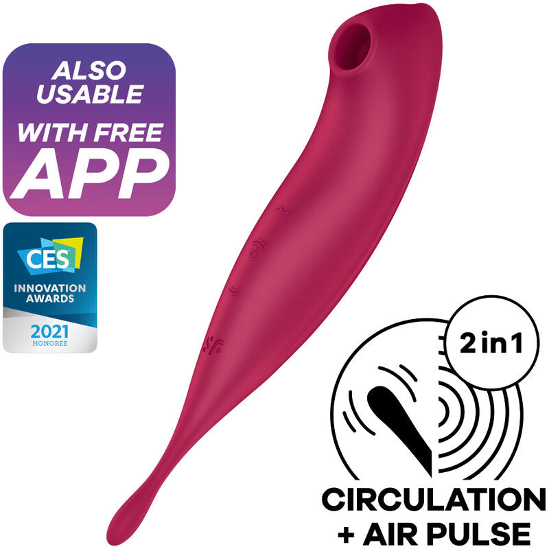 Estimulador Clitoriano Usb Sucção e Vibração Satisfyer Twirling Pro+ Vermelho Controlo Remoto App
