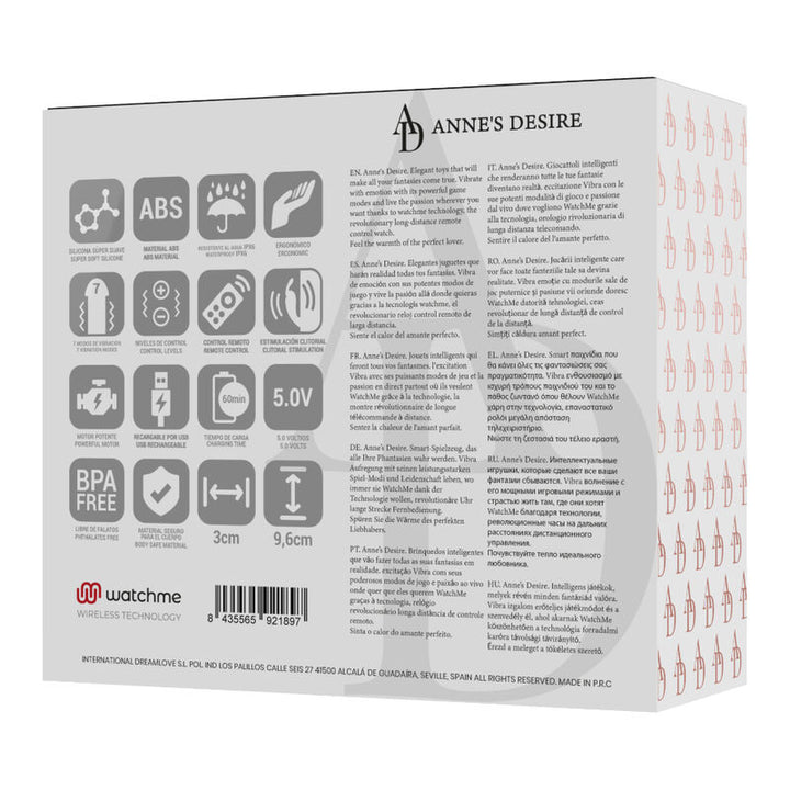 Estimulador Clitoriano Usb Vibração Cueca Anne 's Desire Panty Pleasure Controlo Remoto Watchme