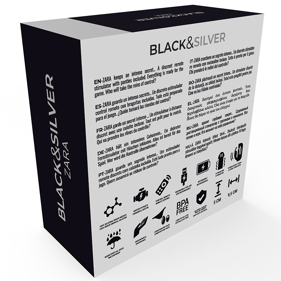 Estimulador Clitoriano Usb Vibração Cueca Black&Silver Zara Controlo Remoto