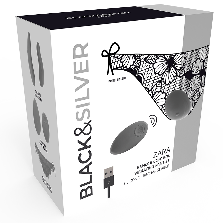Estimulador Clitoriano Usb Vibração Cueca Black&Silver Zara Controlo Remoto