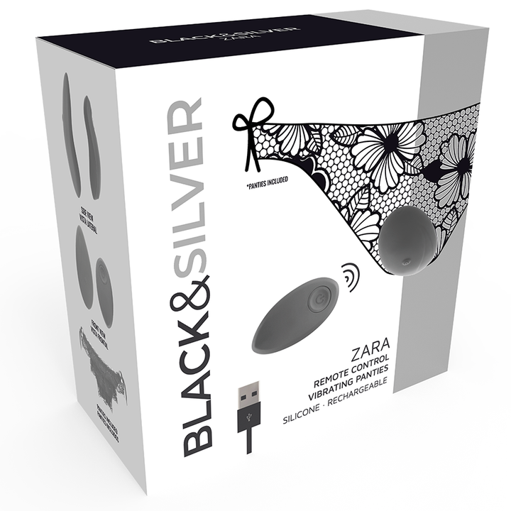 Estimulador Clitoriano Usb Vibração Cueca Black&Silver Zara Controlo Remoto