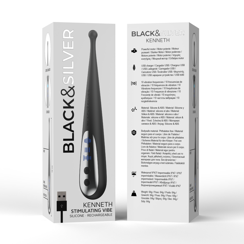 Estimulador Clitoriano Usb Vibração Ponta Black&Silver Kenneth