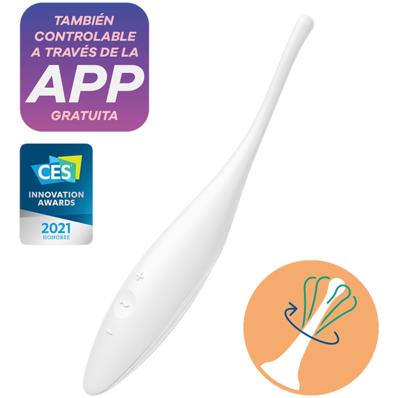 Estimulador Clitoriano Usb Vibração Ponta Satisfyer Twirling Joy Branco Controlo Remoto App