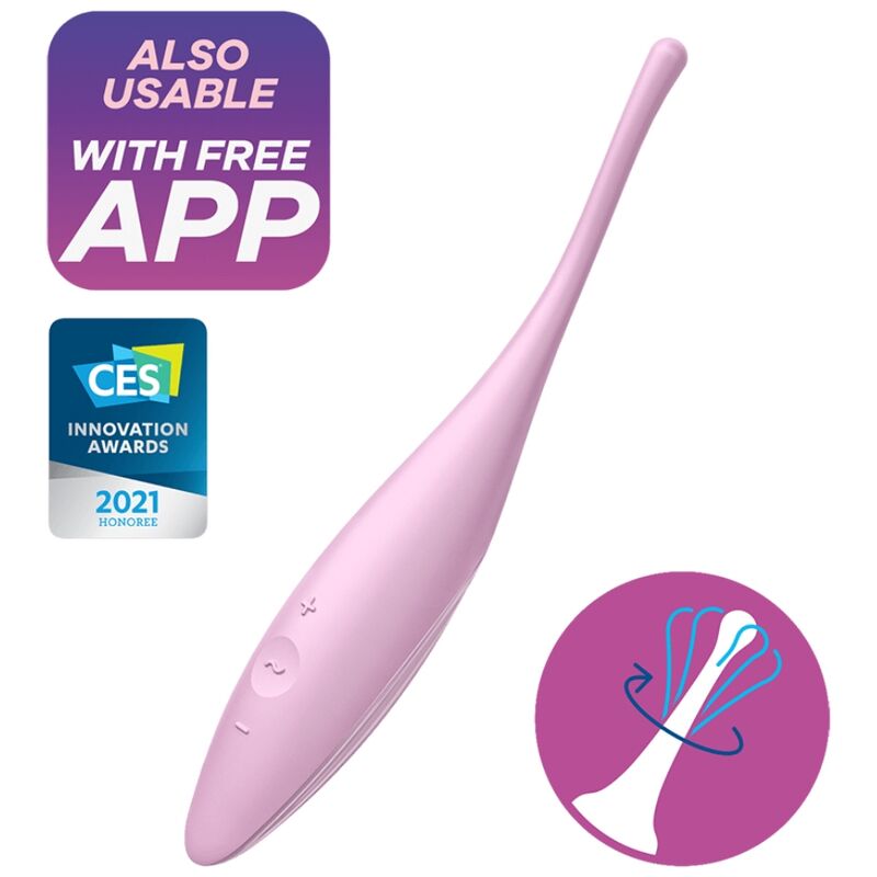 Estimulador Clitoriano Usb Vibração Ponta Satisfyer Twirling Joy Rosa Controlo Remoto App